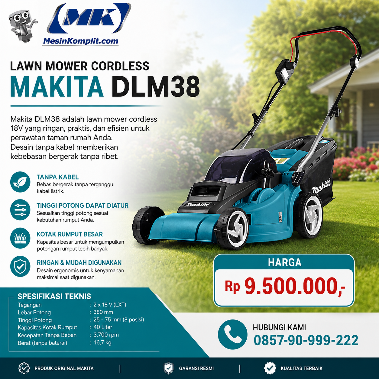 Pemotong Rumput Dorong Ma...
